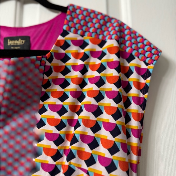 #6 LAUNDRY Shelli Segal DRESS, XS cap sleeve cutout V at Neck Front NWOT - Picture 9 of 13